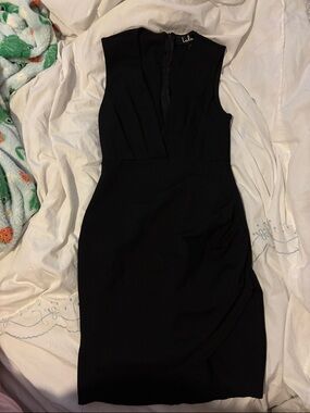 Lulu's Black Sleeveless V-Neck Mini Sheath Dress